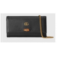 Well Crafted Gucci Diana chain wallet with bamboo 658243 black