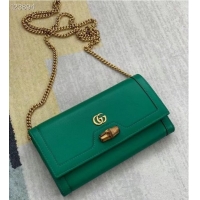 Inexpensive Gucci Diana chain wallet with bamboo 658243 green