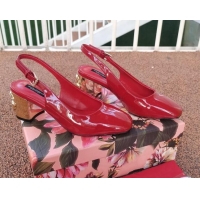 Low Cost Dolce & Gabbana DG Patent Leather Slingback Pumps 6.5cm 111516 Red/Gold