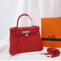 Top Quality Hermes Kelly Shoulder Bag Original TOGO Leather KY3255 red