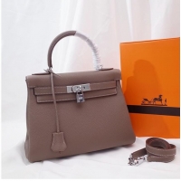 Top Grade Hermes Kelly Shoulder Bag Original TOGO Leather KY3255 gray