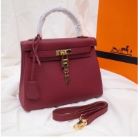 Super Quality Hermes Kelly Shoulder Bag Original TOGO Leather KY3255 claret