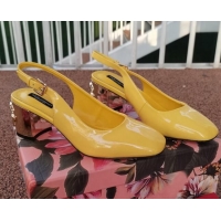 Good Product Dolce & Gabbana DG Patent Leather Slingback Pumps 6.5cm 111516 Yellow/Gold