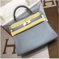 Good Product Hermes Kelly Shoulder Bag Original TOGO Leather KY3255 light blue