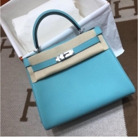 Reasonable Price Hermes Kelly Shoulder Bag Original TOGO Leather KY3255 sky blue