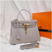 Luxury Discount Hermes Kelly Shoulder Bag Original TOGO Leather KY3255 Pearl grey