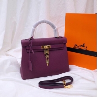 Low Cost Hermes Kelly Shoulder Bag Original TOGO Leather KY3255 purple