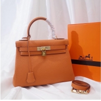 Famous Brand Hermes Kelly Shoulder Bag Original TOGO Leather KY3255 orange