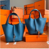 Promotional Hermes Picotin Lock Bags Original togo Leather PL3388 blue