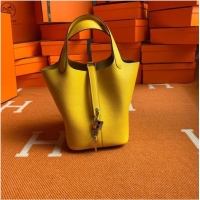 Good Quality Hermes Picotin Lock Bags Original togo Leather PL3388 lemon