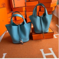 Top Quality Hermes Picotin Lock Bags Original togo Leather PL3388 sky blue