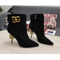 Luxury Dolce & Gabbana DG Suede Ankle Short Boots 10.5cm 111528 Black