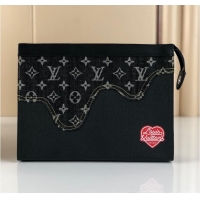 Buy Discount Louis Vuitton Monogram Drip Taurillon POCHETTE VOYAGE Denim M45961 Black