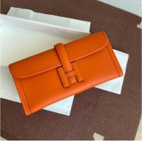 Popular Style Hermes Original jige swift Leather Clutch 37088 Orange