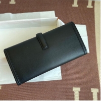 Luxury Discount Hermes Original jige swift Leather Clutch 37088 black