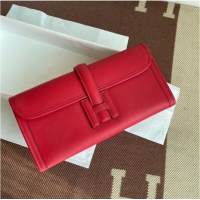 Unique Style Hermes Original jige swift Leather Clutch 37088 red