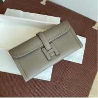 Top Grade Hermes Original jige swift Leather Clutch 37088 gray