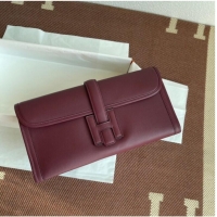 Cheapest Hermes Original jige swift Leather Clutch 37088 claret