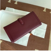 Cheapest Hermes Original jige swift Leather Clutch 37088 claret