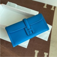 Inexpensive Hermes Original jige swift Leather Clutch 37088 blue