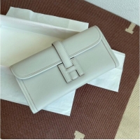 Inexpensive Hermes Original jige swift Leather Clutch 37088 Pearl grey