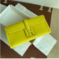 Pretty Style Hermes Original jige swift Leather Clutch 37088 lemon