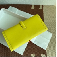 Pretty Style Hermes Original jige swift Leather Clutch 37088 lemon