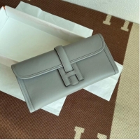 Market Sells Hermes Original jige swift Leather Clutch 37088 light gray