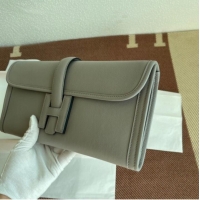 Market Sells Hermes Original jige swift Leather Clutch 37088 light gray