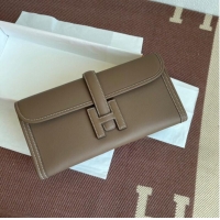 Famous Brand Hermes Original jige swift Leather Clutch 37088 dark gray