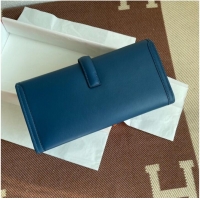 Famous Brand Hermes Original jige swift Leather Clutch 37088 dark blue