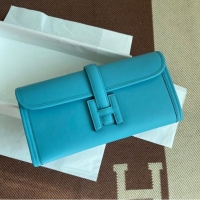 Cheapest Hermes Original jige swift Leather Clutch 37088 sky blue