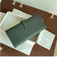 Stylish Hermes Original jige swift Leather Clutch 37088 Almond green