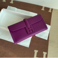 Pretty Style Hermes Original jige swift Leather Clutch 37088 purple