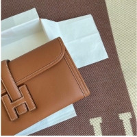 Classic Hermes Original jige swift Leather Clutch 37088 brown