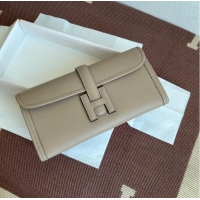 Reasonable Price Hermes Original jige swift Leather Clutch 37088 light gray