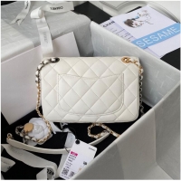 Top Quality Chanel Original Leather Pearl Hairpin Badge Bag AS2979 White