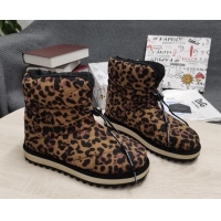 Good Quality Dolce & Gabbana DG Leopard Print Down Snow Ankle Boots 121516 Brown