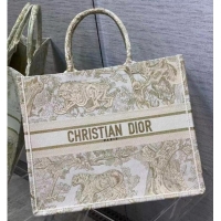 Buy Inexpensive DIOR BOOK TOTE Embroidery C1286-8 Cream