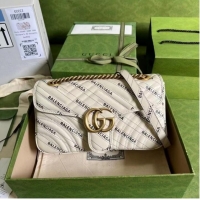 New Fashion Gucci The Hacker Project small GG Marmont bag ‎443497 white