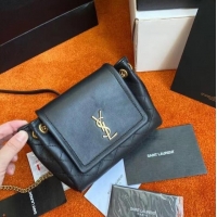 Inexpensive YSL MONOGRAM MINI NOLITA IN LAME LEATHER 672738 BLACK