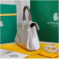 Grade Quality Goyard Calfskin Leather saigon mini Tote Bag 9955 silver