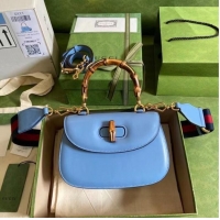 Classic Specials Gucci Small top handle bag with Bamboo 675797 blue