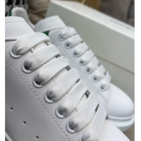 Grade Design Alexander Mcqueen White Silky Calfskin Crocodile-Like Back Sneakers 111808 Green