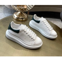 Top Quality Alexander Mcqueen White Silky Calfskin Crocodile-Like Back Sneakers Green 111811