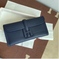 Cheapest Hermes Original Espom Leather Clutch 37088 Sapphire blue