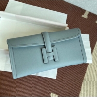 Pretty Style Hermes Original Espom Leather Clutch 37088 light blue