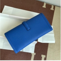 Promotional Hermes Original Espom Leather Clutch 37088 optic blue