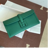 Top Grade Hermes Original Espom Leather Clutch 37088 green