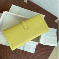 Fashion Grade Hermes Original Espom Leather Clutch 37088 lemon